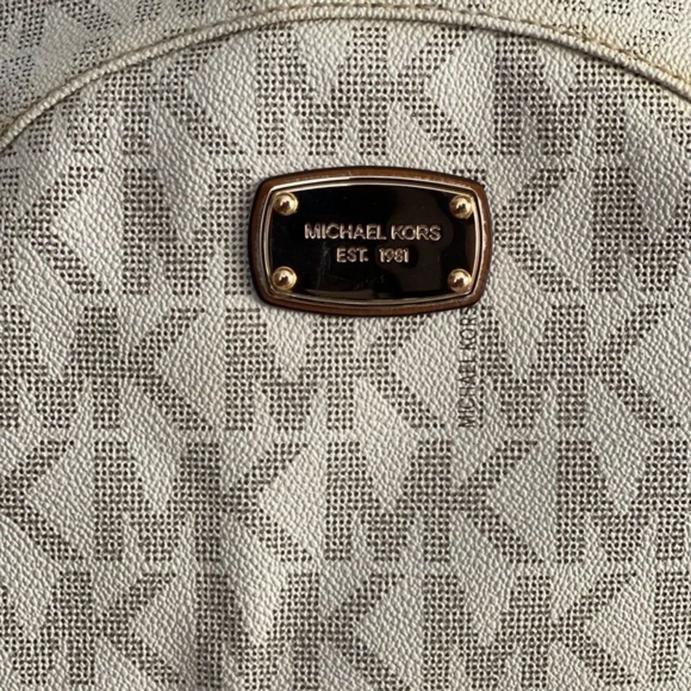 Michael Kors Beige Monogram jet set‎ signature backpack vanilla large leather - Picture 3 of 16